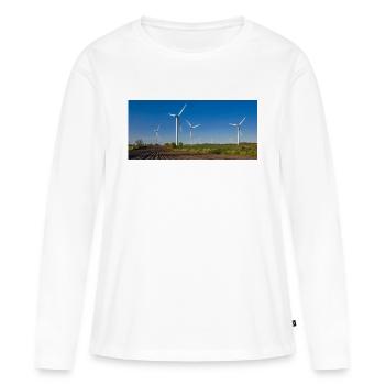 Moulin à vent - T-shirt manches longues Premium bio Femme - blanc - Devant - Julia (174cm)