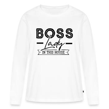 Boss Lady - T-shirt manches longues Premium bio Femme - blanc - Devant - Julia (174cm)