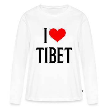 I heart tibet - j'aime le Tibet - T-shirt manches longues Premium bio Femme - blanc - Devant - Julia (174cm)