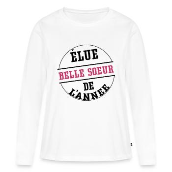 Elue belle soeur de l'année cadeau belle soeur - T-shirt manches longues Premium bio Femme - blanc - Devant - Julia (174cm)