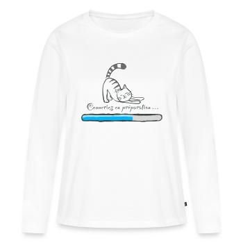 Conneries en préparation - T-shirt manches longues Premium bio Femme - blanc - Devant - Julia (174cm)
