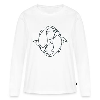 koi FISH ying et yang - T-shirt manches longues Premium bio Femme - blanc - Devant - Julia (174cm)