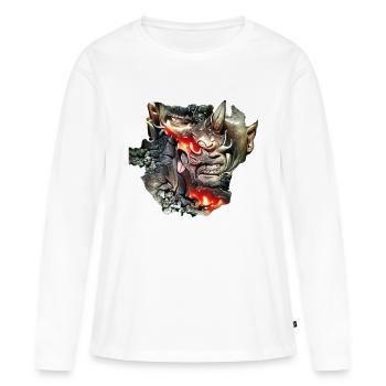 Visage de démon - T-shirt manches longues Premium bio Femme - blanc - Devant - Julia (174cm)