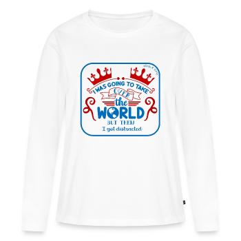 Conquérir le monde - T-shirt manches longues Premium bio Femme - blanc - Devant - Julia (174cm)