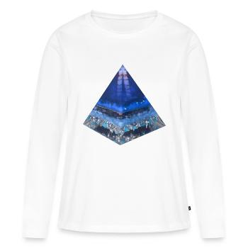 Puissance de la pyramide de l’eau / Énergie vitale - T-shirt manches longues Premium bio Femme - blanc - Devant - Julia (174cm)