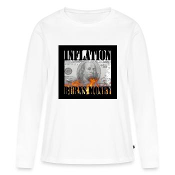 Tshirt design d’argent gonflé - T-shirt manches longues Premium bio Femme - blanc - Devant - Julia (174cm)