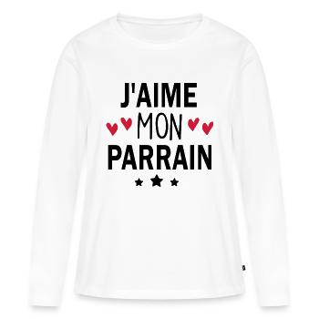 j aime mon parrain - T-shirt manches longues Premium bio Femme - blanc - Devant - Julia (174cm)