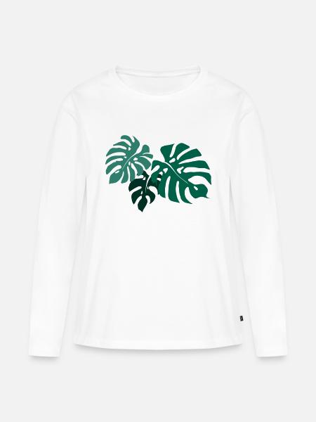 Monstera - Frauen Premium Bio Langarmshirt - Weiß