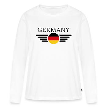 Deutschland - Frauen Premium Bio Langarmshirt - Weiß - Vorne - Julia (174cm)