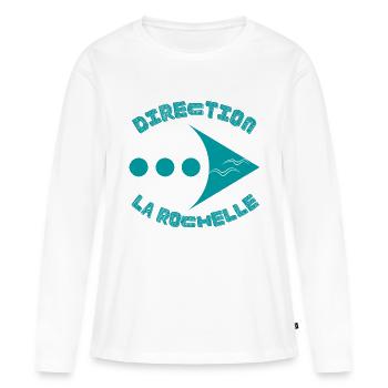 Direction LA ROCHELLE - T-shirt manches longues Premium bio Femme - blanc - Devant - Julia (174cm)