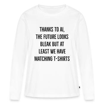 Allocation chômage - T-shirt manches longues Premium bio Femme - blanc - Devant - Julia (174cm)