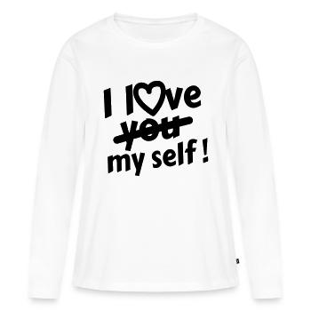 Je m’aime ! - T-shirt manches longues Premium bio Femme - blanc - Devant - Julia (174cm)