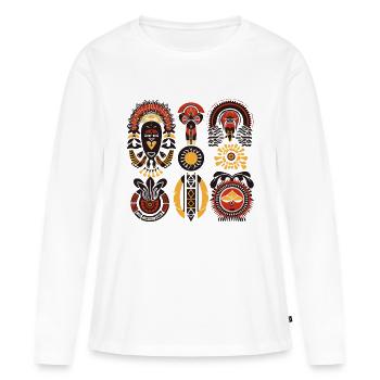 Afrikanische Folklore - Frauen Premium Bio Langarmshirt - Weiß - Vorne - Julia (174cm)