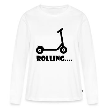 E-Scooter Roller Scooter - T-shirt manches longues Premium bio Femme - blanc - Devant - Julia (174cm)