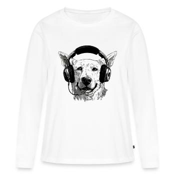 Jack le chien audiophile - T-shirt manches longues Premium bio Femme - blanc - Devant - Julia (174cm)