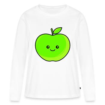 apfel - Frauen Premium Bio Langarmshirt - Weiß - Vorne - Julia (174cm)