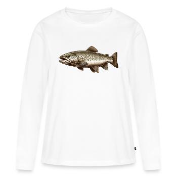 Truite - T-shirt manches longues Premium bio Femme - blanc - Devant - Julia (174cm)