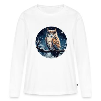 Uhu in Winternacht - Frauen Premium Bio Langarmshirt - Weiß - Vorne - Julia (174cm)