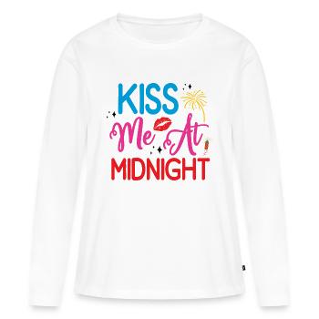 Embrasse-moi à minuit - T-shirt manches longues Premium bio Femme - blanc - Devant - Julia (174cm)