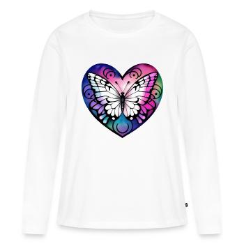 Schmetterling im Herzen - Frauen Premium Bio Langarmshirt - Weiß - Vorne - Julia (174cm)