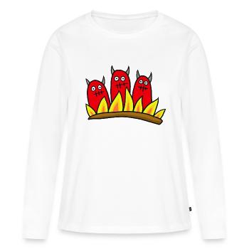 3 Diables - T-shirt manches longues Premium bio Femme - blanc - Devant - Julia (174cm)