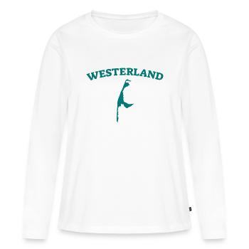 Westerland - Sylt - Mer du Nord - Ancre - Mouette - Île - T-shirt manches longues Premium bio Femme - blanc - Devant - Julia (174cm)