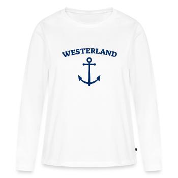 Westerland - Sylt - Mer du Nord - Ancre - Mouette - Île - T-shirt manches longues Premium bio Femme - blanc - Devant - Julia (174cm)