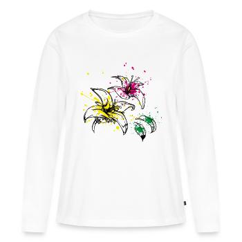 blüten splash - Frauen Premium Bio Langarmshirt - Weiß - Vorne - Julia (174cm)