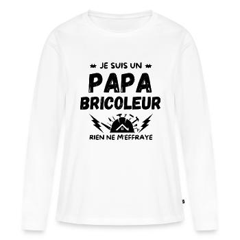 PAPA BRICOLEUR - T-shirt manches longues Premium bio Femme - blanc - Devant - Julia (174cm)