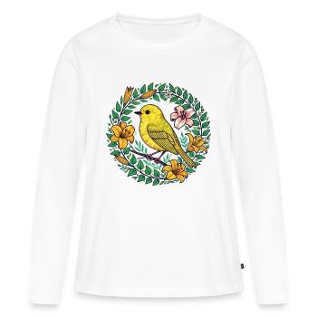 Pinson jaune - T-shirt manches longues Premium bio Femme - blanc - Devant - Julia (174cm)