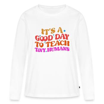 Enseignant, école primaire, enseignement primaire, diplôme d’enseignant - T-shirt manches longues Premium bio Femme - blanc - Devant - Julia (174cm)