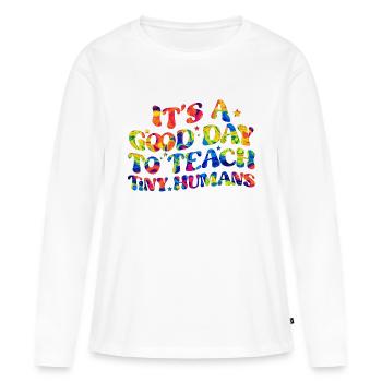 Enseignant, école primaire, enseignement primaire, diplôme d’enseignant - T-shirt manches longues Premium bio Femme - blanc - Devant - Julia (174cm)