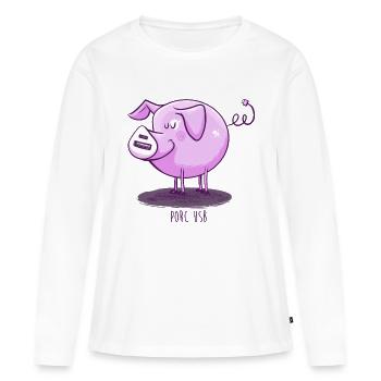 Porc USB - T-shirt manches longues Premium bio Femme - blanc - Devant - Julia (174cm)