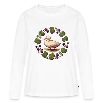 Gans - Frauen Premium Bio Langarmshirt - Weiß - Vorne - Julia (174cm)