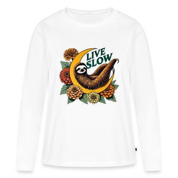 Paresseux lent en direct - T-shirt manches longues Premium bio Femme - blanc - Devant - Julia (174cm)