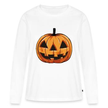 kürbis - Frauen Premium Bio Langarmshirt - Weiß - Vorne - Julia (174cm)