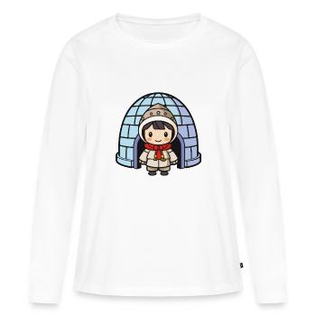 Igloo Fille Esquimau - T-shirt manches longues Premium bio Femme - blanc - Devant - Julia (174cm)
