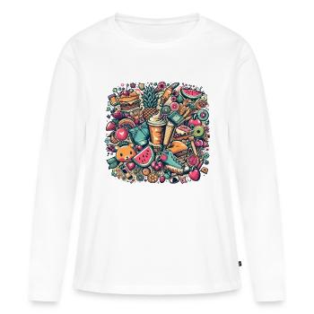 Bunte Collage aus sommerlichen Köstlichkeiten und Objekten - Frauen Premium Bio Langarmshirt - Weiß - Vorne - Julia (174cm)
