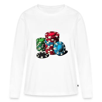 Poker - Frauen Premium Bio Langarmshirt - Weiß - Vorne - Julia (174cm)