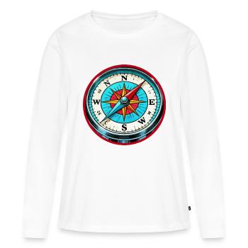 kompass - Frauen Premium Bio Langarmshirt - Weiß - Vorne - Julia (174cm)