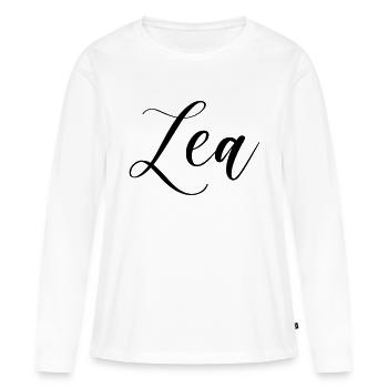 Nom Lea - T-shirt manches longues Premium bio Femme - blanc - Devant - Julia (174cm)