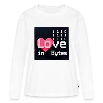 Love in Bytes Pixel Art - Women's Premium Organic Long Sleeve Shirt - white - Front - Julia (174cm)