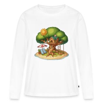 Cabane dans les arbres - T-shirt manches longues Premium bio Femme - blanc - Devant - Julia (174cm)