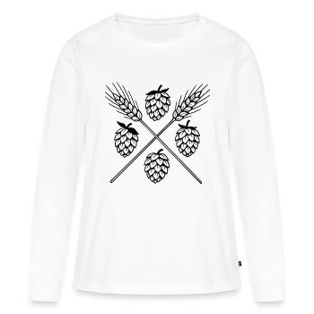 Hopfen und Gerste - Bier - Frauen Premium Bio Langarmshirt - Weiß - Vorne - Julia (174cm)
