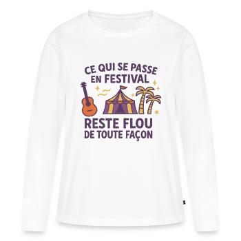 Ce qui se passe en festival… été Festival Humour - T-shirt manches longues Premium bio Femme - blanc - Devant - Julia (174cm)
