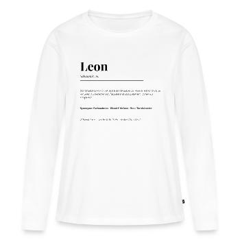 Leon - Frauen Premium Bio Langarmshirt - Weiß - Vorne - Julia (174cm)