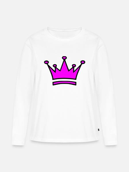 krone - Frauen Premium Bio Langarmshirt - Weiß
