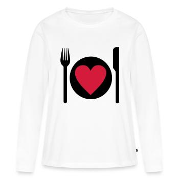 essen - Frauen Premium Bio Langarmshirt - Weiß - Vorne - Julia (174cm)
