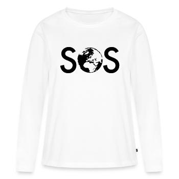 SOS - T-shirt manches longues Premium bio Femme - blanc - Devant - Julia (174cm)