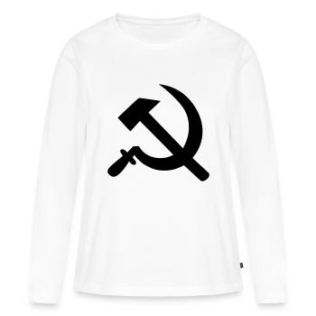 Marteau - Faucille - T-shirt manches longues Premium bio Femme - blanc - Devant - Julia (174cm)